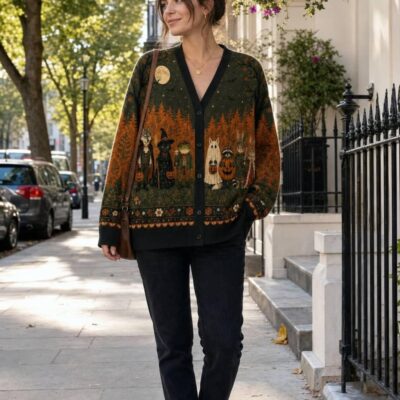 Halloween Black Cat Witchy Cardigan