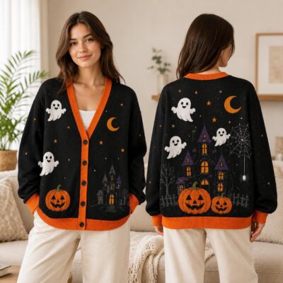 Halloween Spooky Cozy Knit Cardigan